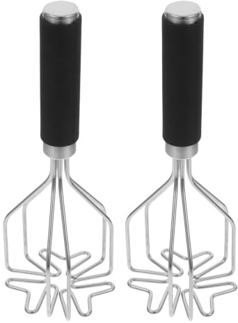 TOYANDONA 2 st. potatisstötare i rostfritt stål - kraftig förtjockad tråd, halkfri bönstötare för att mosa rotfrukter, avokado och ägg, 25 cm lång, diskmaskinssäker
