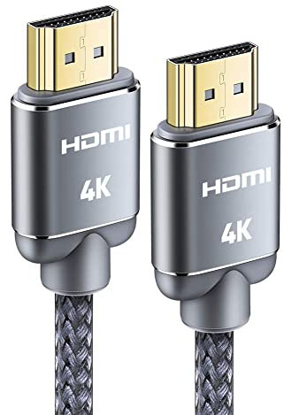 Snowkids Câble HDMI 4K 3meter Câble HDMI par Ethernet en Nylon Tressé Supporte 3D/ Retour Audio - Cordon Hdmi pour Lecteur Blu-Ray/PS-3/ PS-4/ for Netfix/for Fire TV/Ecran - Gris