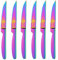 BISDARUN Steakmesser Set mit scharfem Wellenschliff Edelstahl 6-teilig Tafelmesser Regenbogen Fleischmesser Steak Knives Set Länge 22 CM/8,66 Inch
