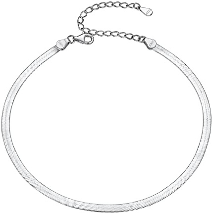 Silvora Chaine de Cheville Argent 925 Choker Bracelet Pied Serpent 3 mm Femme Chaine Pied Bracelet Maille de Cheville Fille 22cm