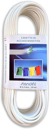 IPEA Cavo Stendibiancheria da 3.5 mm in Acciaio – 20 Metri – Made in Italy – Filo Stendi Biancheria Plastificato da Esterno per Stendere il Bucato, Vestiti, Panni – Colore Bianco – Spessore 0,35 cm
