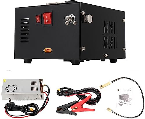 TABODD Compresor de Aire de Alta Presión PCP 300 W 30 MPa/300 Bar/4500 PSI Portátil Con Cierre Manual Para Botella de Inflator, Negro