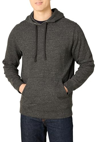 Amazon Essentials Men's Lightweight Long-Sleeve French Terry Hoodie, Charcoal Heather, Medium