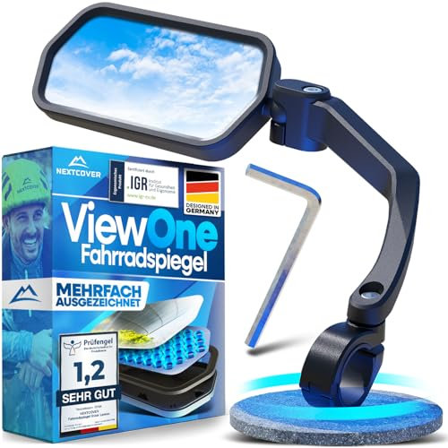 NEXTCOVER® Fahrradspiegel für Lenker [links] mit ProVision-Echtglas I fest sitzender Fahrrad Rückspiegel I Spiegel links I Rückspiegel Fahrrad I Ebike I EScooter I Fahrradspiegel E Bike
