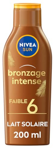 NIVEA SUN - Lait Solaire Bronzage Intense FPS 6 - Protection & Teint Hâlé - Extrait De Carotène & Vitamine E - Sans Autobronzant - Formule Légère & Non Grasse - Peaux Normales - 200 ml