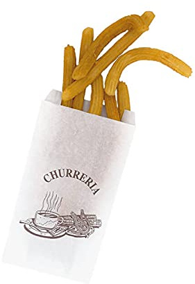 BALSAT | Bolsa para churreria, Bolsas Kraft Para churrerias | Bolsas para llevar churros | Antigrasa Kraft | Medidas a elegir (100, 18+6x33 - Blancas Antigrasa)