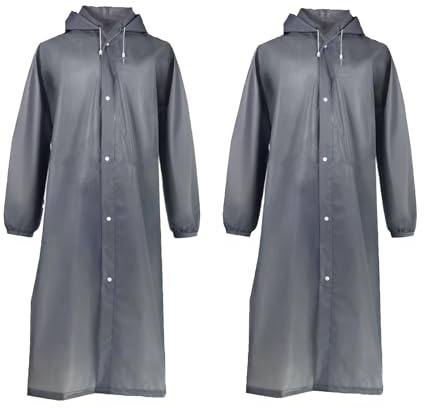 Fayemint 2 Piezas Poncho de Lluvia Impermeable, Poncho Reutilizable, EVA Poncho para Viajes, para Trekking, Senderismo, Camping al Aire Libre (Gris)