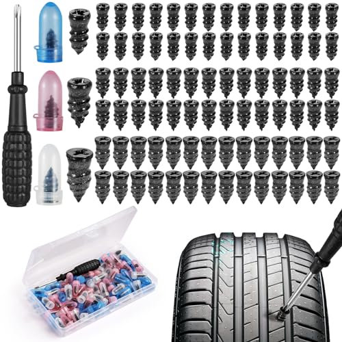 Samulee 85 Stück Reifenreparaturset Auto,Vakuum Reifen Reparatur Nagel, Reifenreparaturset Motorrad für Auto, PKW, SUV, LKW, Wohnwagen, Fahrrad