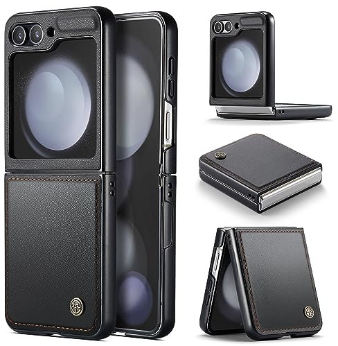 Phernykas Handyhülle für Samsung Galaxy Z Flip 5 Klapphülle, Leder Wallet mit Standfunktion und Kartenfächern Cover Samsung Galaxy Z Flip 5 360 Grad hülle Stoßfeste Flip Case (Schwarz)
