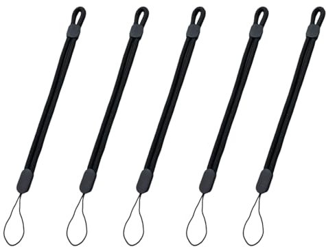 FuzlPnag Cordón de Correa de Muñeca de Mano Pack de 5,Correas De Muñeca Teléfono móvil,Correas de Muñeca de Nailon Ajustables,para Cartera,Teléfono,Móvil,Cámara, Llaves(Negro)