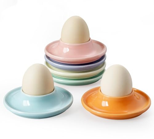 Cinf Macaroon 6PACK Keramische Eierhalter für hart & weich gekochte Eier Frühstückseihalter Ostergeschenk