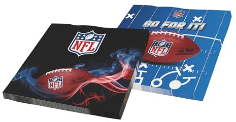 Party Factory NFL Tovaglioli 33 x 33 cm, 20 pezzi, nero e blu, tovaglioli di carta a 3 strati, articolo per fan NFL, decorazione per feste di football