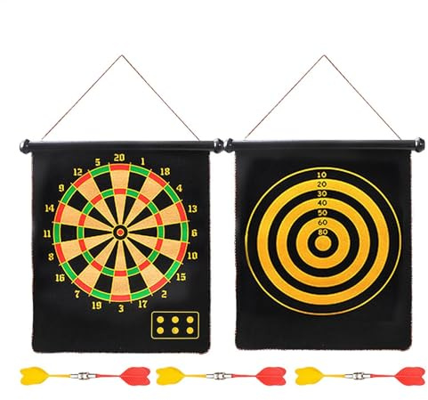 Carta dardo magnetico, freccette magnetiche - Gioco di divertimento all'aperto al coperto,Dartboard magnetico per adulti Set di freccette esterne interne, doppio lato
