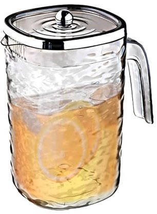Pitcher with Lid, Thickened Juice Container, AS Heat-Resistant Carafe, Hot/Cold Water Use, Large Capacity, Design, Ideal for Iced Tea and Daily Use, 12.5x20.5cm