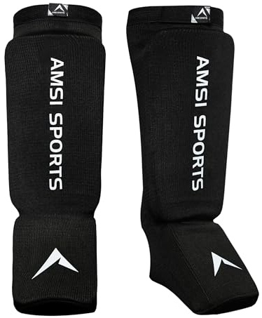 Boxing Shin Guard - Professional Muay Thai Shin Guards - 12mm Thick Leg & Foot Shin Instep Guard - Protective Sparring Gear for MMA, Taekwondo, Karate, Kickboxing, Men & Women (L)