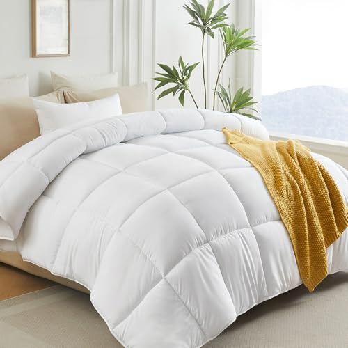 Dubbel täcken vit täckinsats – hypoallergen plyschfiberfyllning, lättvikts dun alternativ täcke av LLOVSOUL (172 x 228 cm)