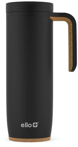 Ello Magnet Vacuum Insulated Stainless Steel Travel Mug, 18 oz, Matte Black
