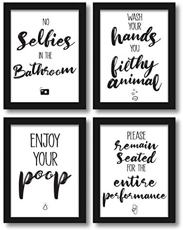 WIETRE Premium 4er-Set lustige Bad WC Sprüche | Badezimmer Toilette Zitate - Deko Bild | Kunstdruck A4 Poster witzig (ohne Rahmen)