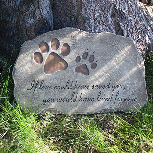 NA- Paw Prints - Pietra commemorativa per cani e gatti, per animali domestici, per animali domestici, decorazione per animali domestici o esterni, 27,9 x 20,3 cm