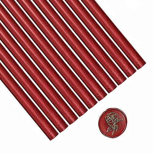 Wachs-Siegel-Stick, ANBOSE 10pcs Klebepistole Wachs-Siegel-Sticks für Wachs-Siegel-Stempel, Wachs-Siegel-Stäbe für Hochzeit Einladungen, Briefumschläge(Wine Red)