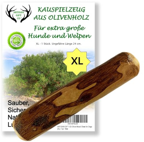 ARTISAN GIFT CO Bâton en Bois d’Olivier pour Chien – Jouet à Mâcher Olivier Naturel pour Chiots et Chiens - 24 cm - lot 1