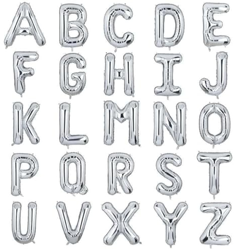 Palloncino Lettere D Argento XXL Grandi 100 cm Mylar Alfabeto Ballon Per Anniversario Festa Compleanno,Baby Shower,Matrimonio Decorazione (Argento D)