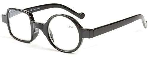 Kodilin Occhiali da Lettura Rotondi e Quadrati, Anti Luce Blu per Computer o Gaming, Cerniera a Molla, per Uomo e Donna - 1.0, 1.5, 2.0, 2.5, 3.0, 3.5 (Nero, 2.00)