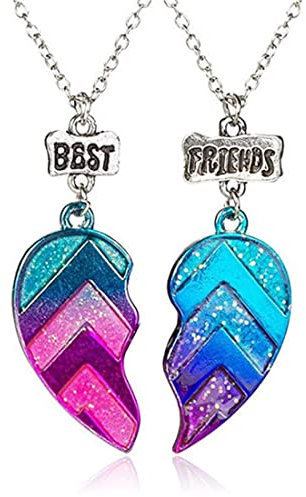 2 collane Confezione da BFF Collana dell'amicizia Best Friends for Girls Regali di compleanno Regali a catena con ciondolo,Collana a forma di cuore
