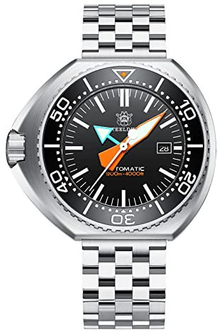 Steeldive SD1985, S-Master, The Mega, NH35, Saphir, Lume, 1200 m Tauchen, BNIB, Schwarz , Armband