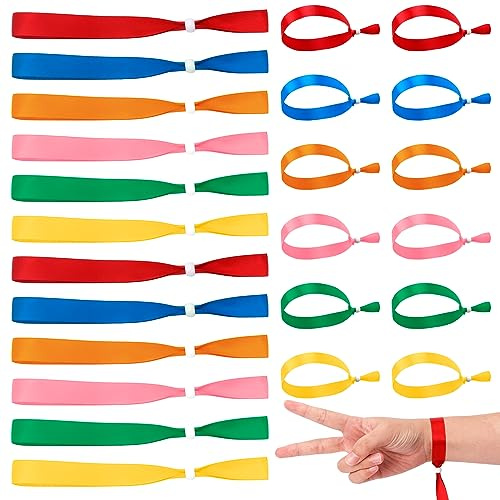 ANZOAT 60 Pz Braccialetti in Tessuto per Eventi, 35*1cm Braccialetti di Identificazione con Fibbia Regolabile, Braccialetti identificativi per Feste, Eventi, Festival e Discoteca