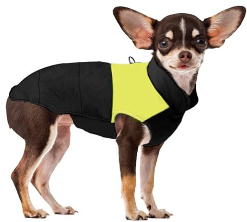 Voarge Ropa cálida de invierno para perros - Chaqueta impermeable para perros pequeños, medianos y grandes (Amarillo, L)