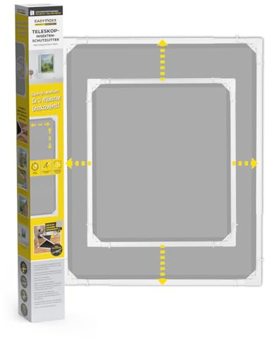 EASYmaxx Insect Protect | Teleskop-Insektenschutzgitter | Fliegengitter Fenster | mit vormontierten Rahmen | ausziehbarer Insektenschutz | integriertes Moskitonetz | weiß