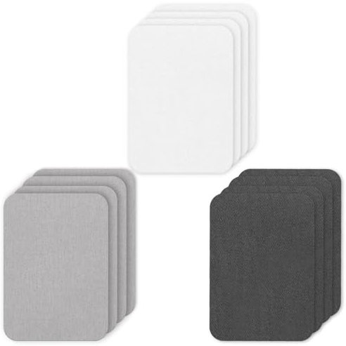 12 Stück Flicken zum Aufbügeln Flicken zum Aufbügeln Innen und Außen Stoff-Reparaturflicken Bügelflicken zum Aufbügeln für Kleidung Reparaturflicken zum Aufbügeln für Schuhe(Dunkelgrau Hellgrau Weiß)