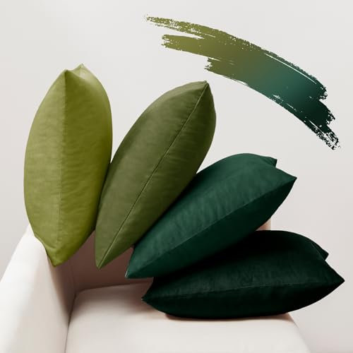 Softalker Kissenbezug 35x35 Weihnachten Grün 4er Set Samt Weihnachtsdeko Kissenbezüge Kissenhülle Sofakissen Couchkissen Dekokissen Winter Deko Sofa Wohnzimmer Party Garten Esszimmer Hotel Stuhl