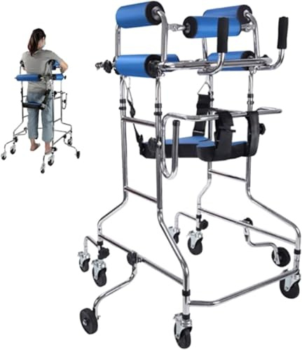 Andador plegable, con asiento, Bipedestador de Rehabilitación Ajustable con 8 Ruedas, Ayuda a la Movilidad para Caminar Ligero, Rollator Médico para Ancianos, Discapacitados