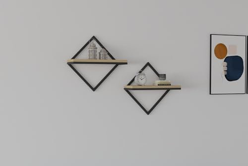 Modern Wall Shelf, Sapphire Oak, 43 x 43 x 15 cm | 100% Melamine Coated Particle Board, 18 mm Thick | Stylish & Functional Storage for Home & Office