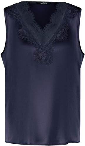 Taifun Damen Blusentop ärmellos unifarben New Navy 38