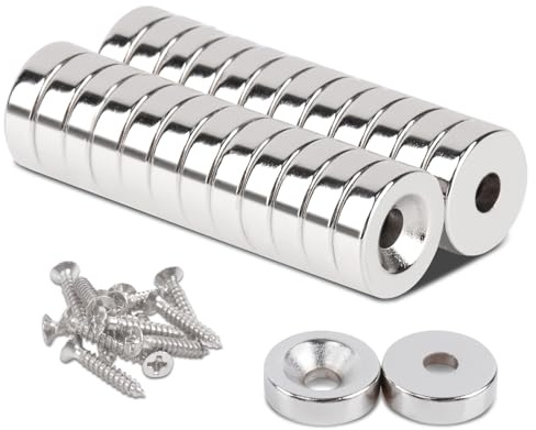 25 stycken magneter, tjocka, 10 x 3–3 mm, neodymmagneter med hål M4, neodymmagnet, platt, liten magnet, skruvbart, försänkt huvudmagneter för skruvning, magneter för magnettavla, magnetboard, kontor