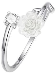 Crymystal bohoring med vita blommor vit ros knuckle ring rosor blommor stapelbar ring prickig kristall fingerring öppen med strass smycken för kvinnor gåvor