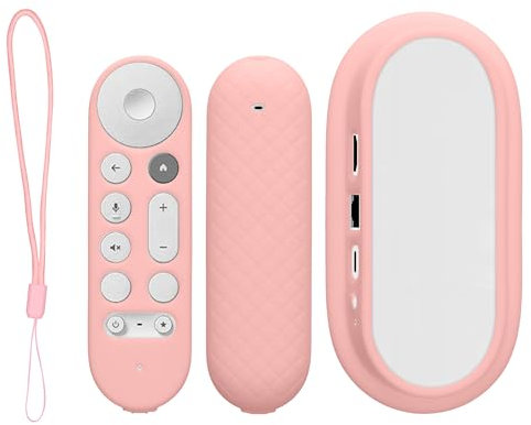 kwmobile Remote Cover Set Compatible with Google TV Streamer 4K - Remote and Device Case 2 Piece Set - Dusty Pink