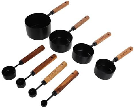 PRETYZOOM 8 Pezzi Strumenti misurazione della cucina misurini da forno Coppa misurazione dell'espresso paletta per alimenti per animali domestici misurino Acciaio inossidabile Nero