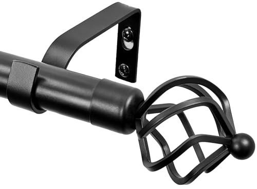 Deconovo Barra de Cortina Extensible de Metal Negro, Ajustable 76–249 cm, Ø16/19 mm, con Soportes Resistentes, Soporta hasta 10 kg, Ideal para Dormitorio y Salón