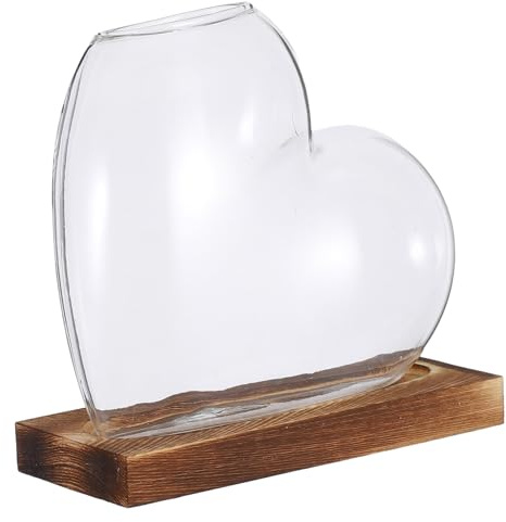Abaodam in Vetro Forma con Base in Legno per Piante Idroponiche Stazione Propagazione Compatta per Decorazioni da Tavolo per e Davanzale