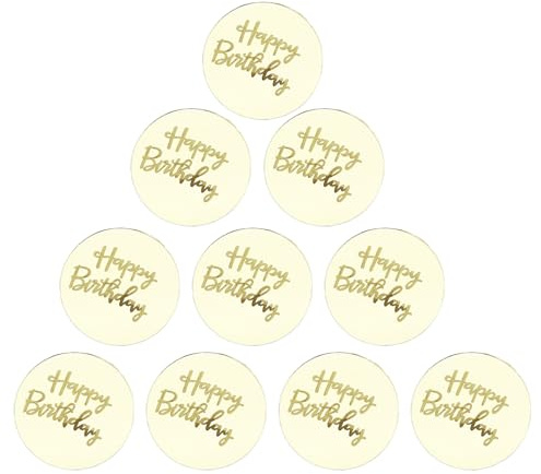 10 Piezas De Adornos Acrílicos Para Magdalenas Feliz Cumpleaños Espejo Grabado Decoraciones Pasteles Disco Acrílico Con Dijes Pasteles Accesorios Redondos Fiestas