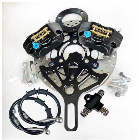 Motorcykel 2-delade Bromsok Med 220 Mm Bromsskiva För Bakre Plattgaffelbromssystem För Skotermotorcykel Modify(A)