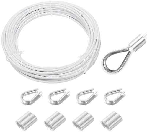 QUARKZMAN Cable De Acero Inoxidable 304 De 33 Pies Para Barandales Blanco