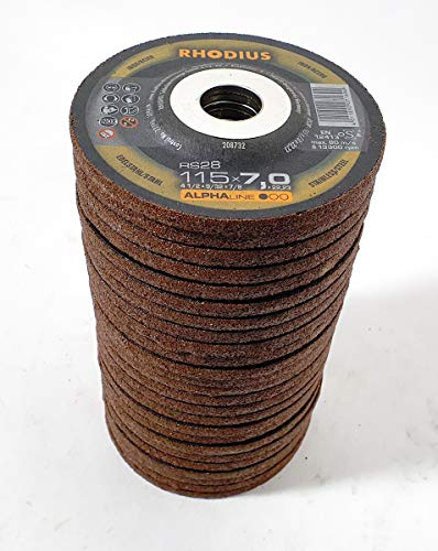Rhodius RS28 Lot de 25 disques à ébarber 115 x 7,0 mm pour acier inoxydable/acier