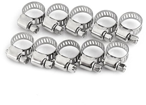 Collier de Serrage Inox pour Tuyau, 8-12mm, Réglable avec Vis, 10 Pièces, Clips Métallique pour Piscine et Gaz