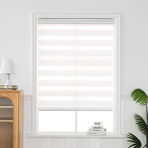 QiBoYuYe Day Night Blind Zebra Roller Blinds Blackout Window Curtain For Bedroom Door Windows Aluminium Cassette Translucent Vision Curtains (White Width 80cm X Height 150 cm)