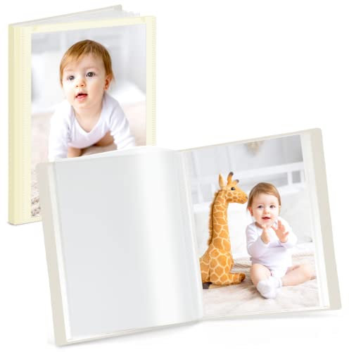CRANBURY Small Photo Album 4x6 (Ivory), 2-Pack 4 x 6 Photo Book, 24 Pockets Shows 48 Pictures, Mini Plastic Picture Album Binder with Customizable Cover